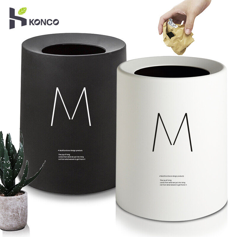 Konco Nordic Style Trash Can Garbage Storage Box Trash Bins Double Layers Garbage Can Kitchen Bathroom Dustbin bathroom trash can