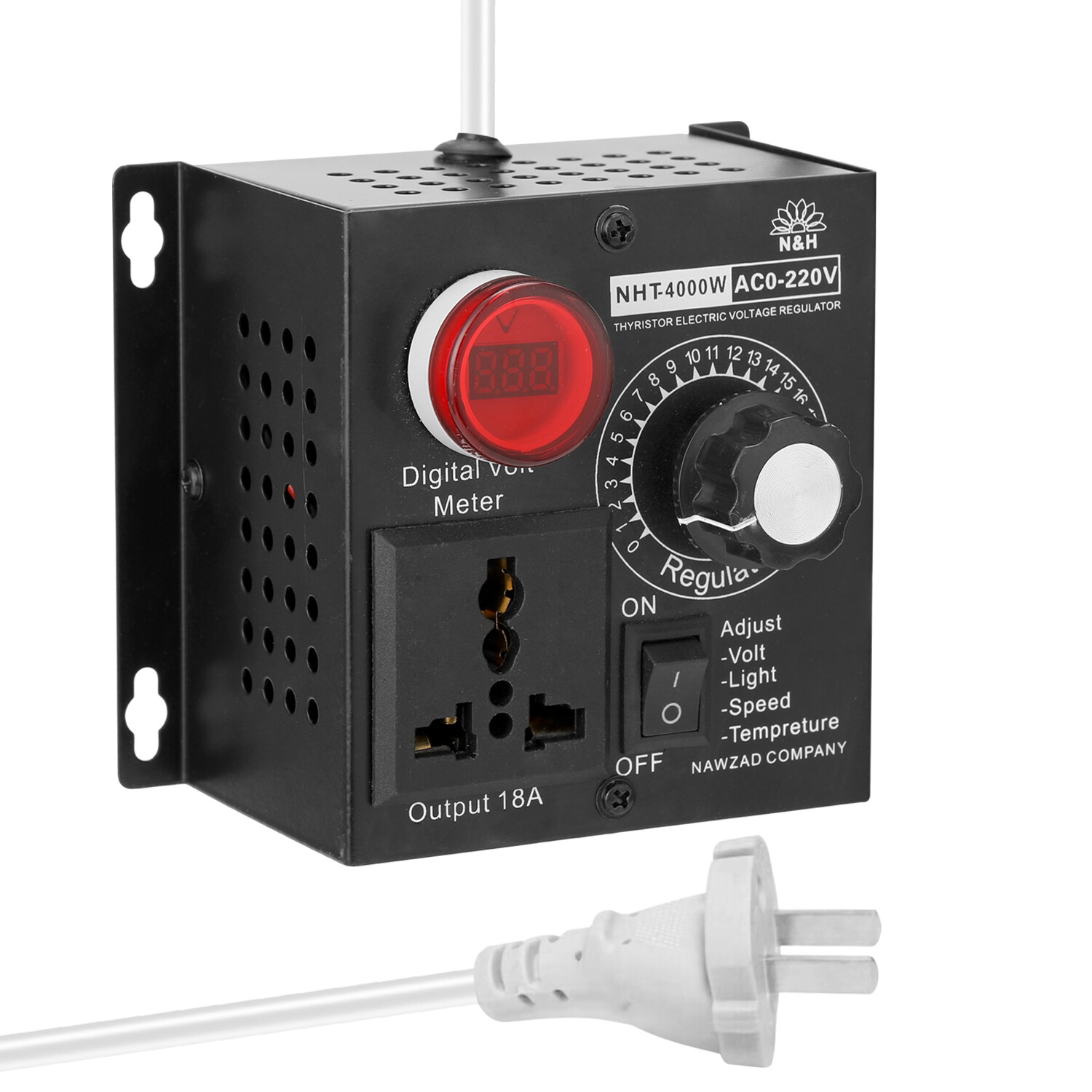KKmoon AC110V 4000W Compact Variable Voltage Controller Portable Speed Temperature Light Voltage Adjuatable Dimmer