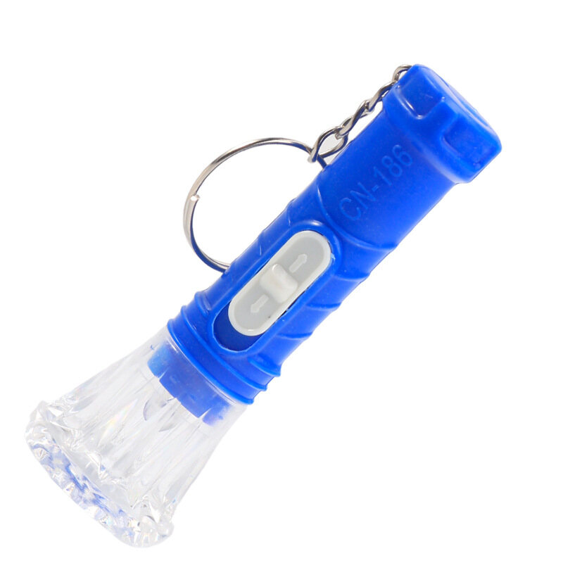 Mini Diamond LED Flashlight with Keychain Plastic cute torch emergency lamp random color delivery