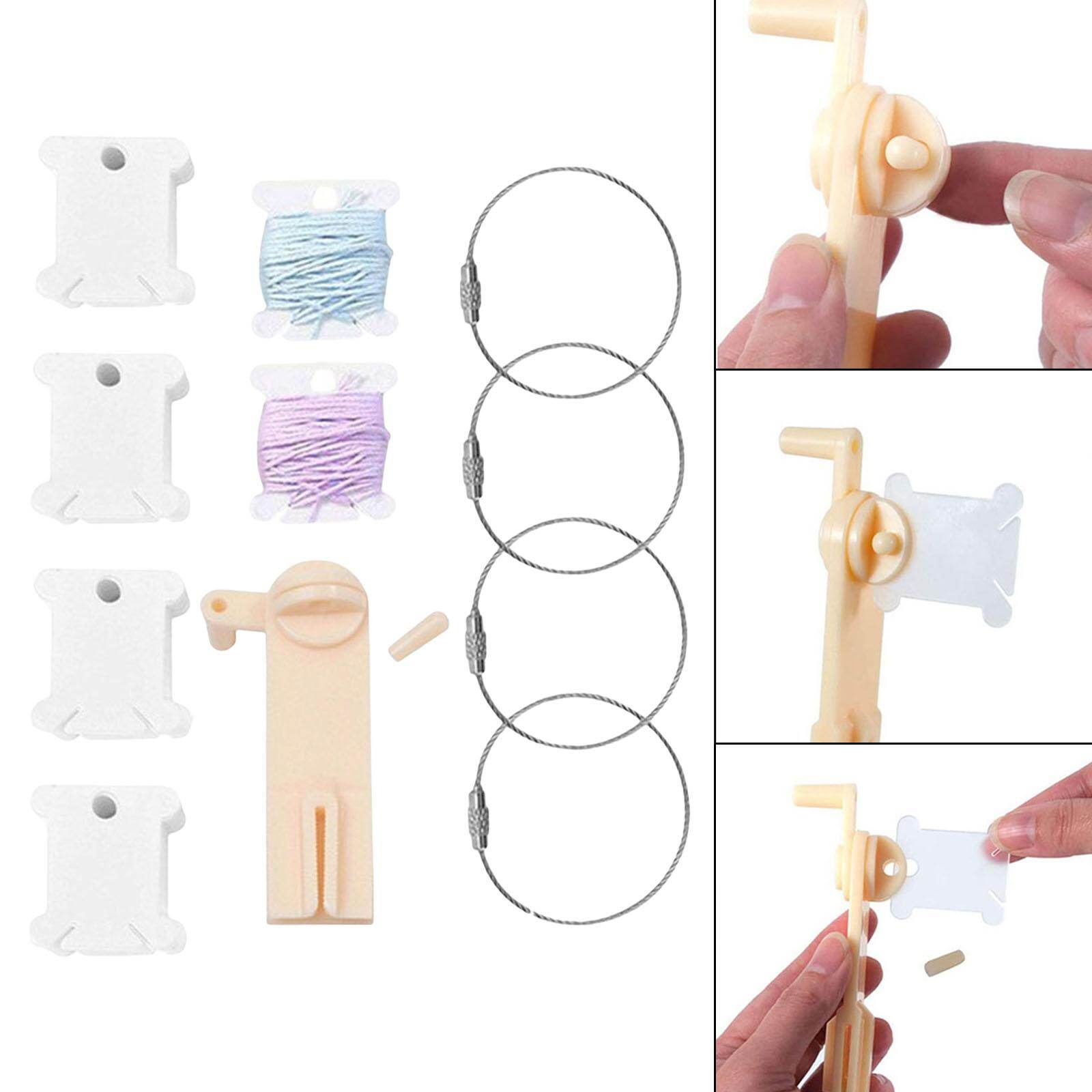 Blesiya 120x Plastic Floss Bobbins with Bobbin Winder Thread Cards for Cross Stitch