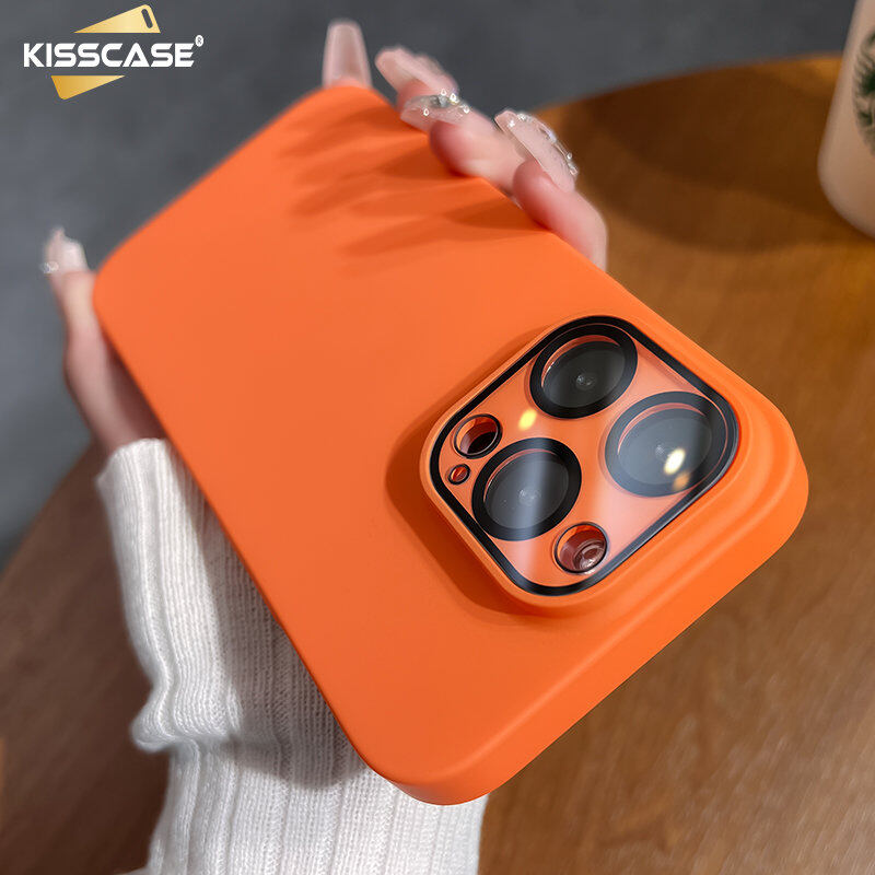 Kisscase luxury slim frosted-glass goggles case for iphone 15 pro max 15plus case solid matte hard pc shockproof cover for iphone 14 13 12 pro max 13pro anti scratch and anti fingerprint back cover