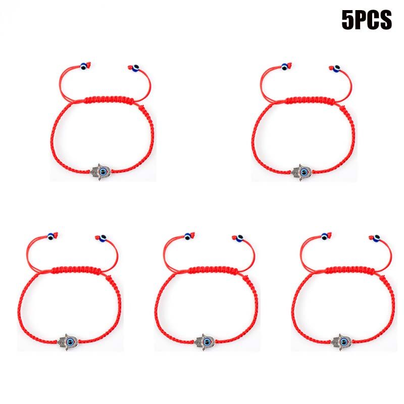 5PCS Evil Eye Bracelet Nazar Hand Strap Lucky Bracelet Turkish Evil Eye Demon Eye Protection Charm Bracelet Friendship Bracelet