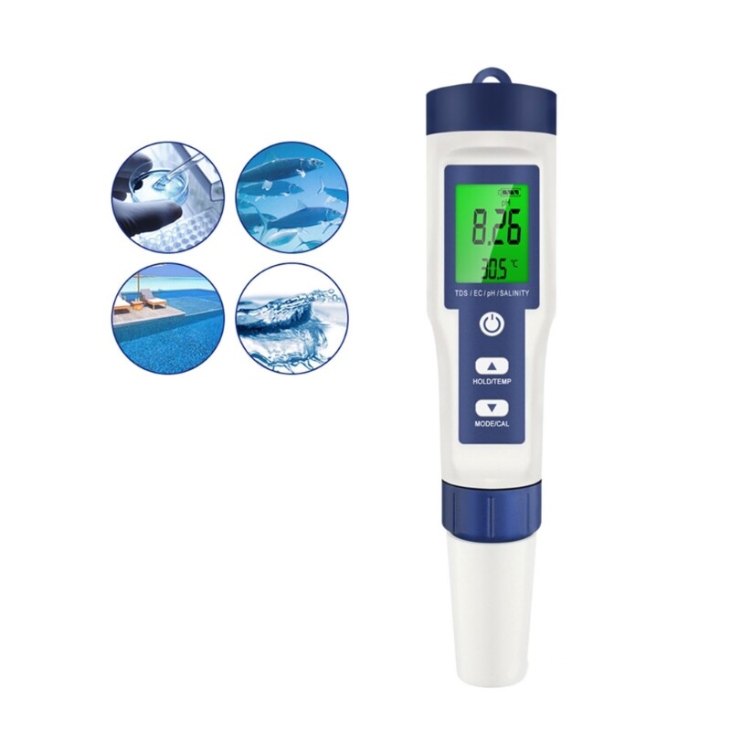 Portable PH Meter 5 in 1 Digital TDS Meter Water Tester with Back light for Pool