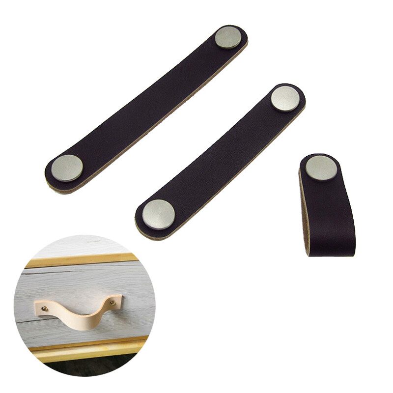 2sql Leather Leather Strap Furniture Hardware Cabinet Cupboard Handle Dresser Drawer Pull Door Kitchen Brown Wardrobe Knobs