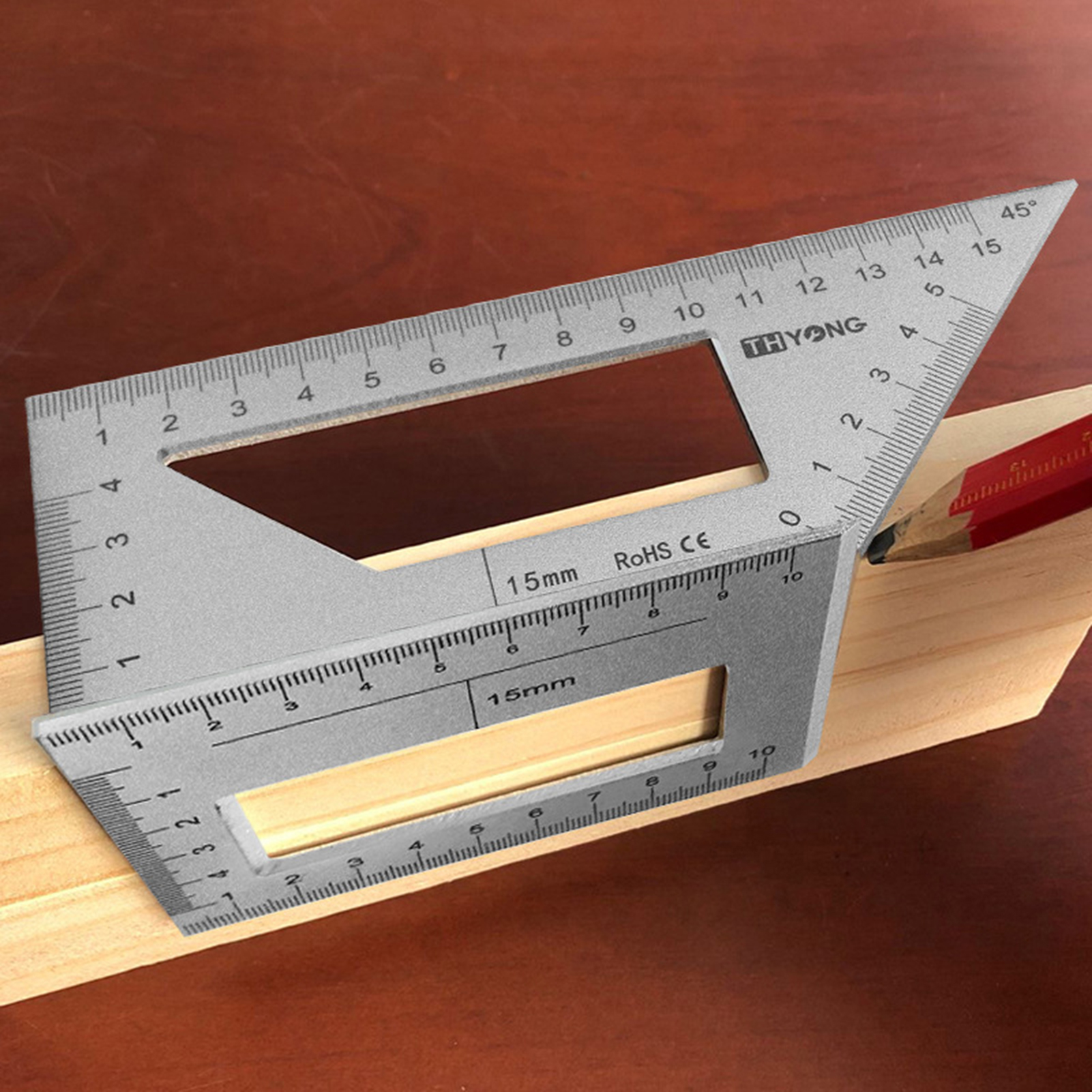 SZC Aluminum Alloy 45/90 Degree Angle Ruler Vertical T-shape Gauge Protractor Tool