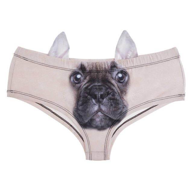 New 3D Animal Print Cute Womens Underwear Briefs with Pig Cat Fox Wolf Squirrel Racoon Llama Owl Husky Ears Sexy Lady Panties