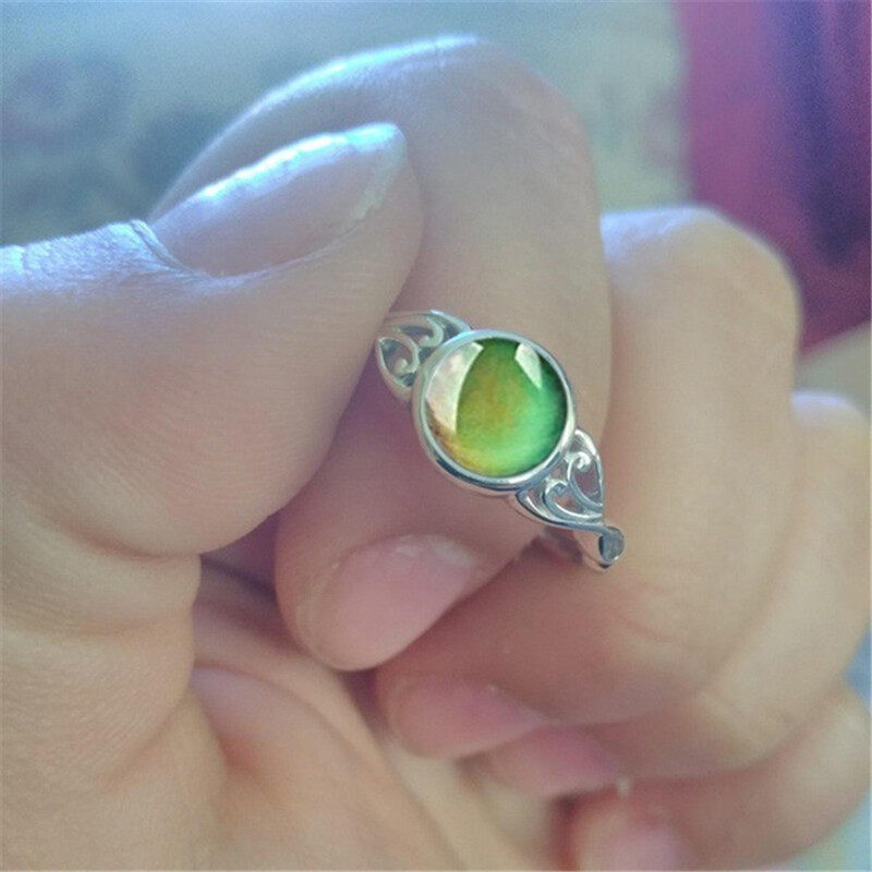 Vintage Retro Change Mood Ring Round Emotion Feeling Changeable Ring Temperature Control Color Rings For Men Women Female Mujer Anel