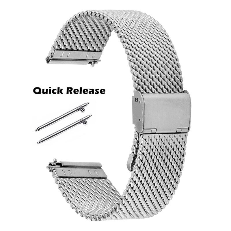 LANGLEY Fine Mesh Watch Band Stainless Steel Milanese Strap Mesh Wristband 1.0 Wire Buckle Strap Watch Accessories 18mm 20mm 22mm 24mm
