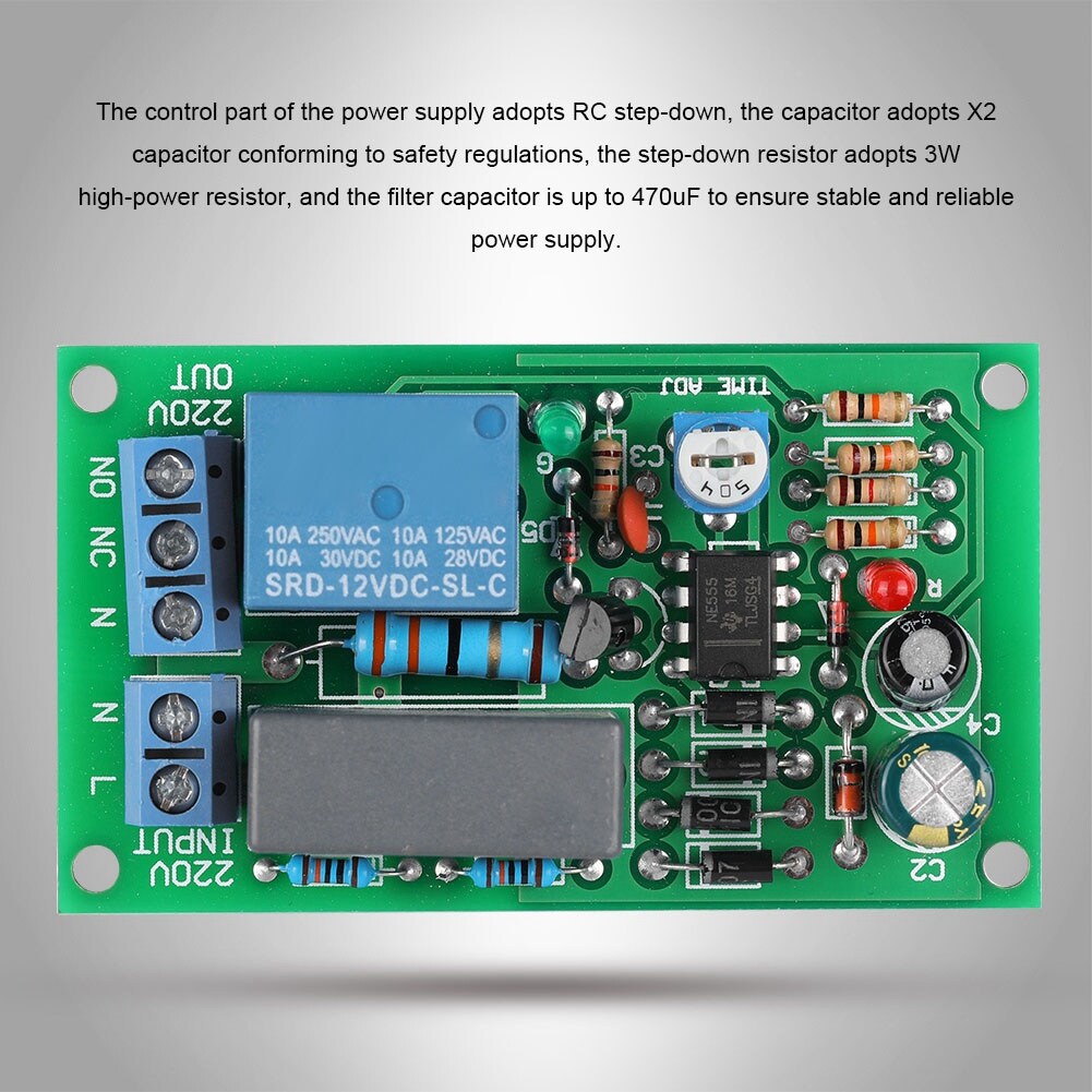 【khuyến mãi lớn】Bo Mạch Rơ Le 220V Mô Đun Công Tắc Trễ Rơ Le Hẹn Giờ, Mô-đun Công Tắc Tắt Độ Trễ Đầu Vào/Đầu Ra