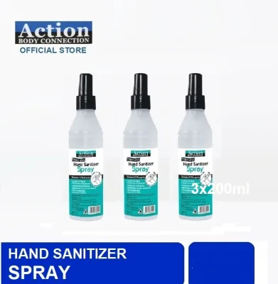 ACTION Hand Sanitizer Spray 200ml x 3 bottles [HALAL CERTIFIED] [KKM APPROVED] [BUNDLE DEAL] [LIQUID TYPE]