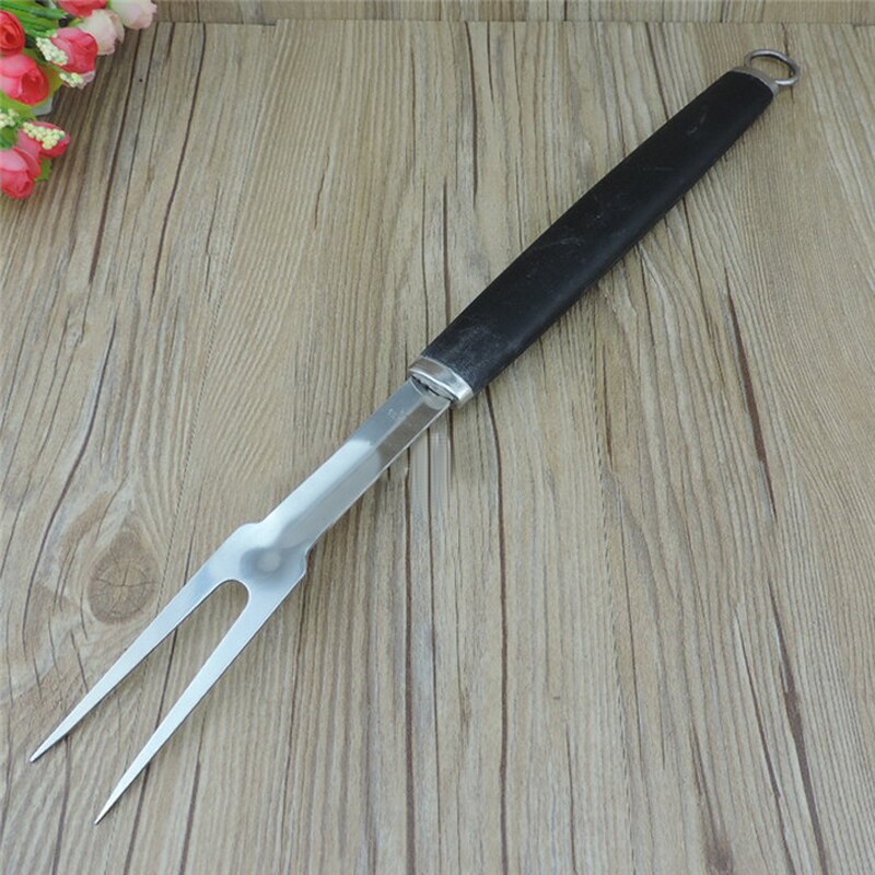 18''stainless Steel Bbq Fork Black Long Meat Forks Plastic Handle Barbecue Fish Fork Grill Bbq Accessories Cooking