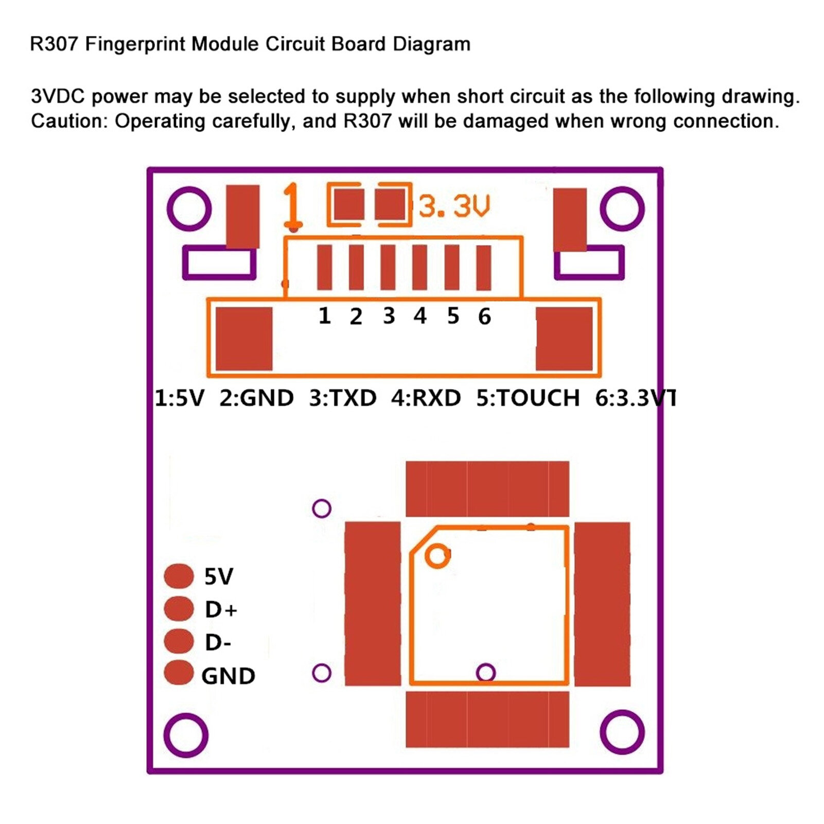Optical Fingerprint Module R307 Optical Fingerprint Module Read Sensor Access Control Presence Recognition Device Fingerprint Reader