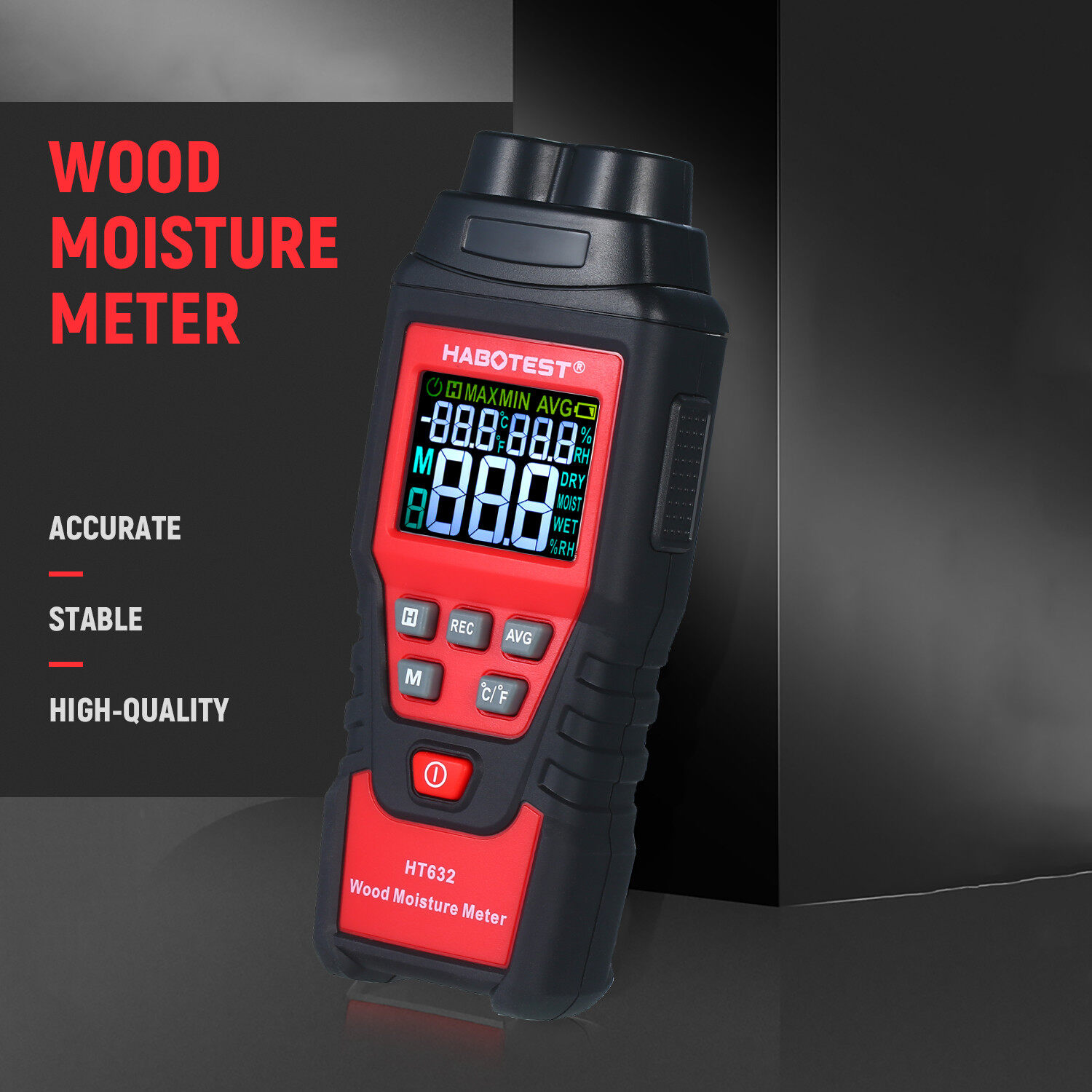 HABOTEST Wood Moisture Meter 099.9 Digital Wood Hydrometer with 2 Pin