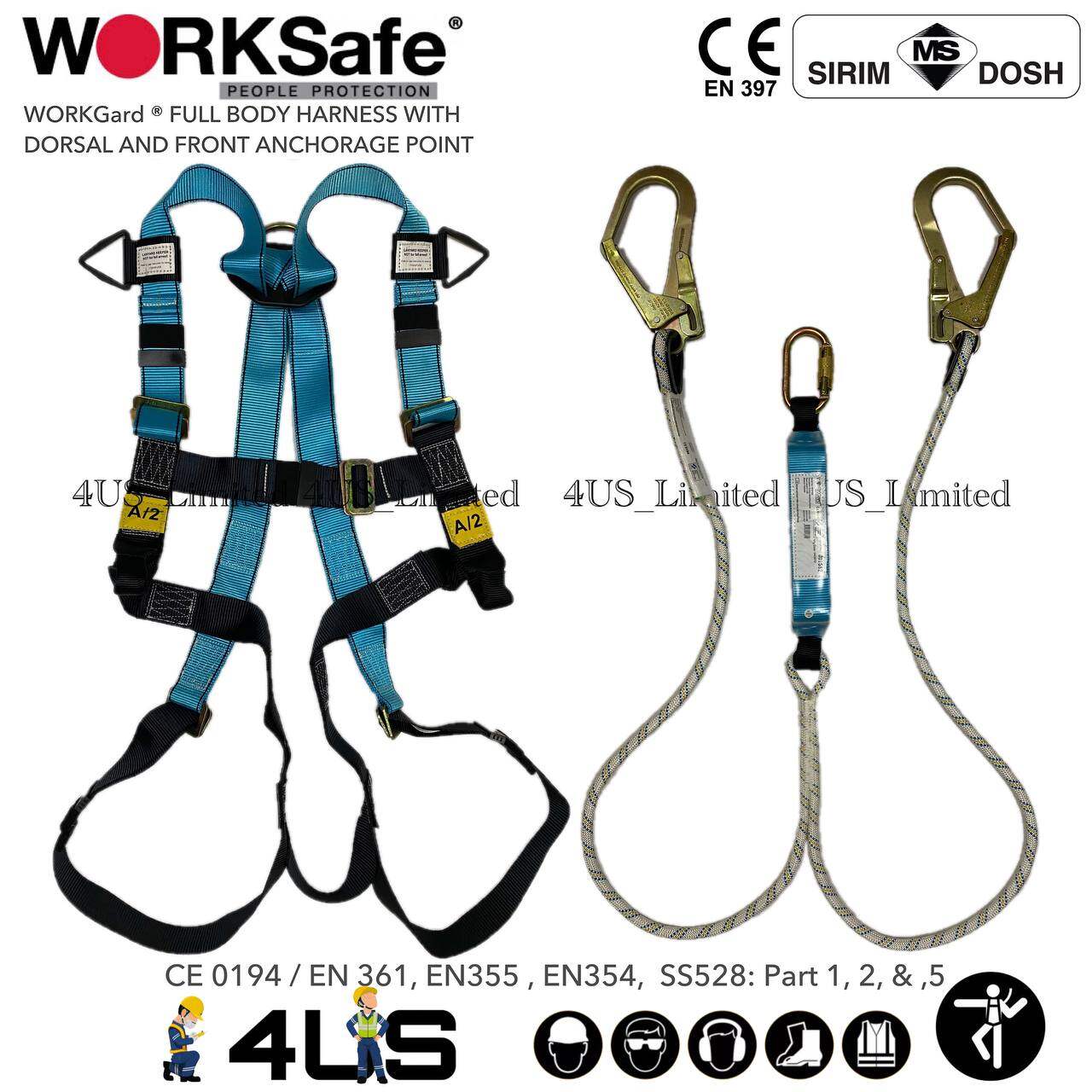 WORKSAFEWORKGARD® 710WGF512 FULL BODY HARNESS WITH DORSAL AND FRONT