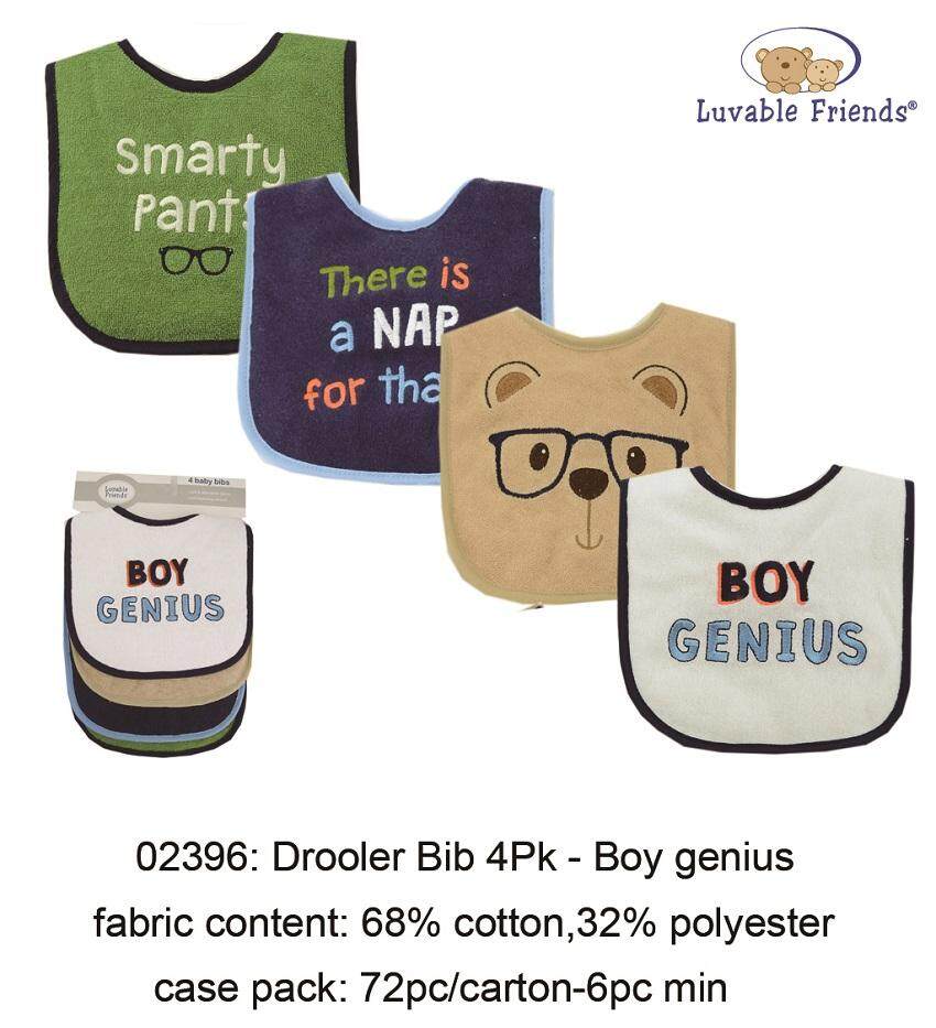 Bibs Bibs & Burp Cloths Boy Genius One Size 02396 Luvable Friends Baby