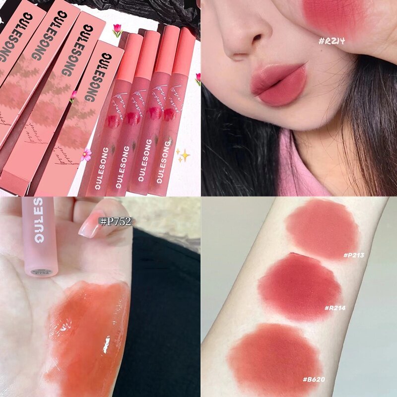 OULESONG Son Lì Cho Học Sinh Nữ Son Môi Siêu Mịn Lâu Trôi Chống Nước Dưỡng