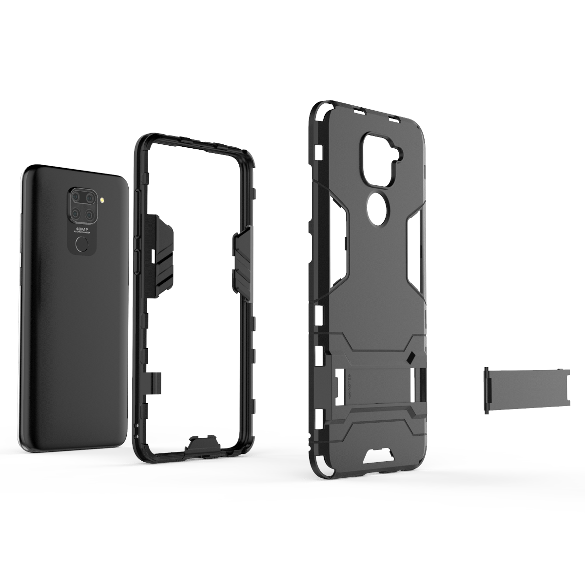 YUNYEE For Redmi Note 9 Pro Max Redmi Note 9S Redmi Note 8 Pro Redmi Note 7 Pro Redmi Note 6 Pro Redmi Note 5 Pro Redmi Note 5A Redmi Note 4 Pro Redmi Note 4X Case, Luxury Iron Man Stand Cover Hard Armor and Soft Silicone TPU Frame Phone Casing