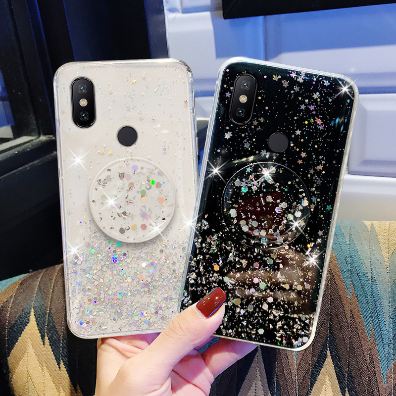 Rty for vivo v7 v7 plus vivo v5 v5s v5 plus vivo v5 lite vivo v97 glitter gold foil transparent epoxy tpu grip holder phone case with round holder anti-fall cover