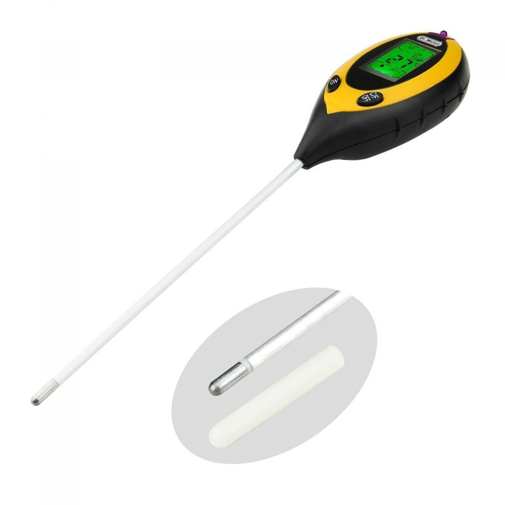4 In 1 LCD Digital Soil Moisture Humidity Temperature Sunlight PH Tester Meter