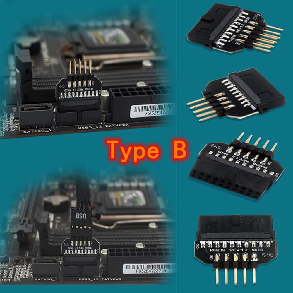 USB 3.0 20-Pin to USB 2.0 9-Pin Adapter Front Panel Converter for Motherboard Computer Accessories