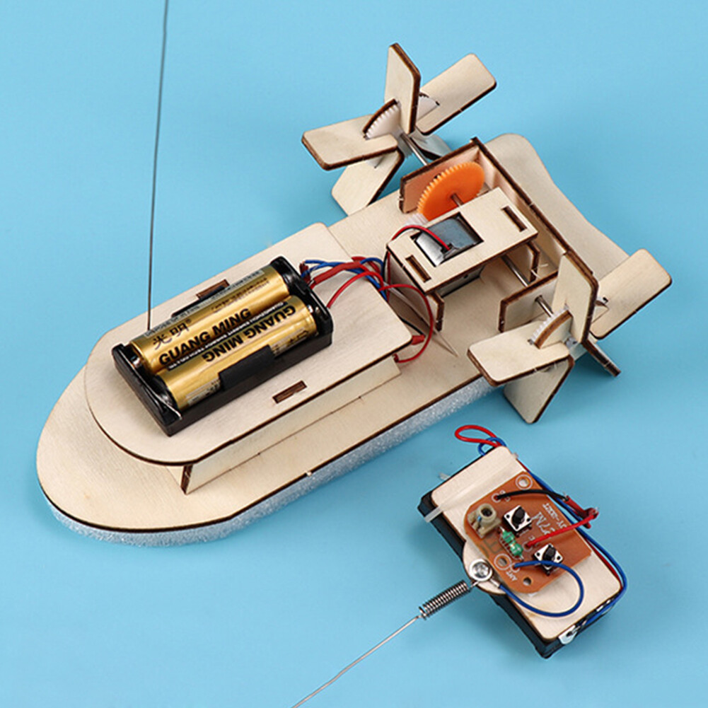 DIY Paddle Wheel Ship Model Kids Students Remote Control Assembling Toys
