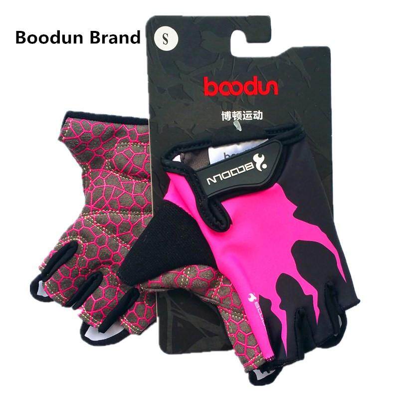 pink cycling gloves