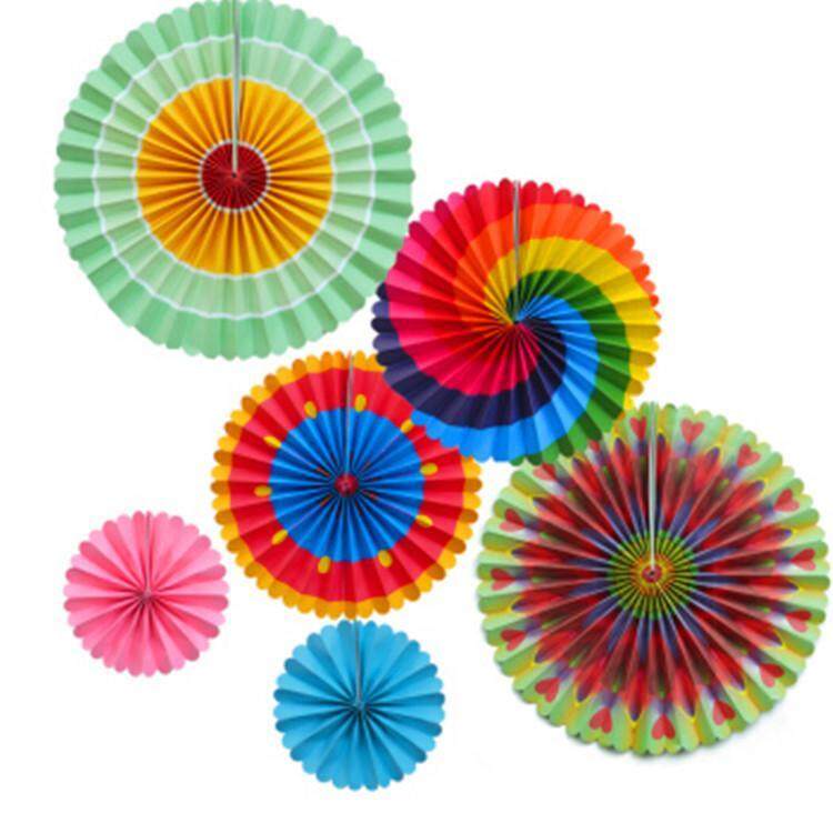 Red 6x Paper Fan Flowers Wedding Birthday Party Tissue Paper Table Decoration