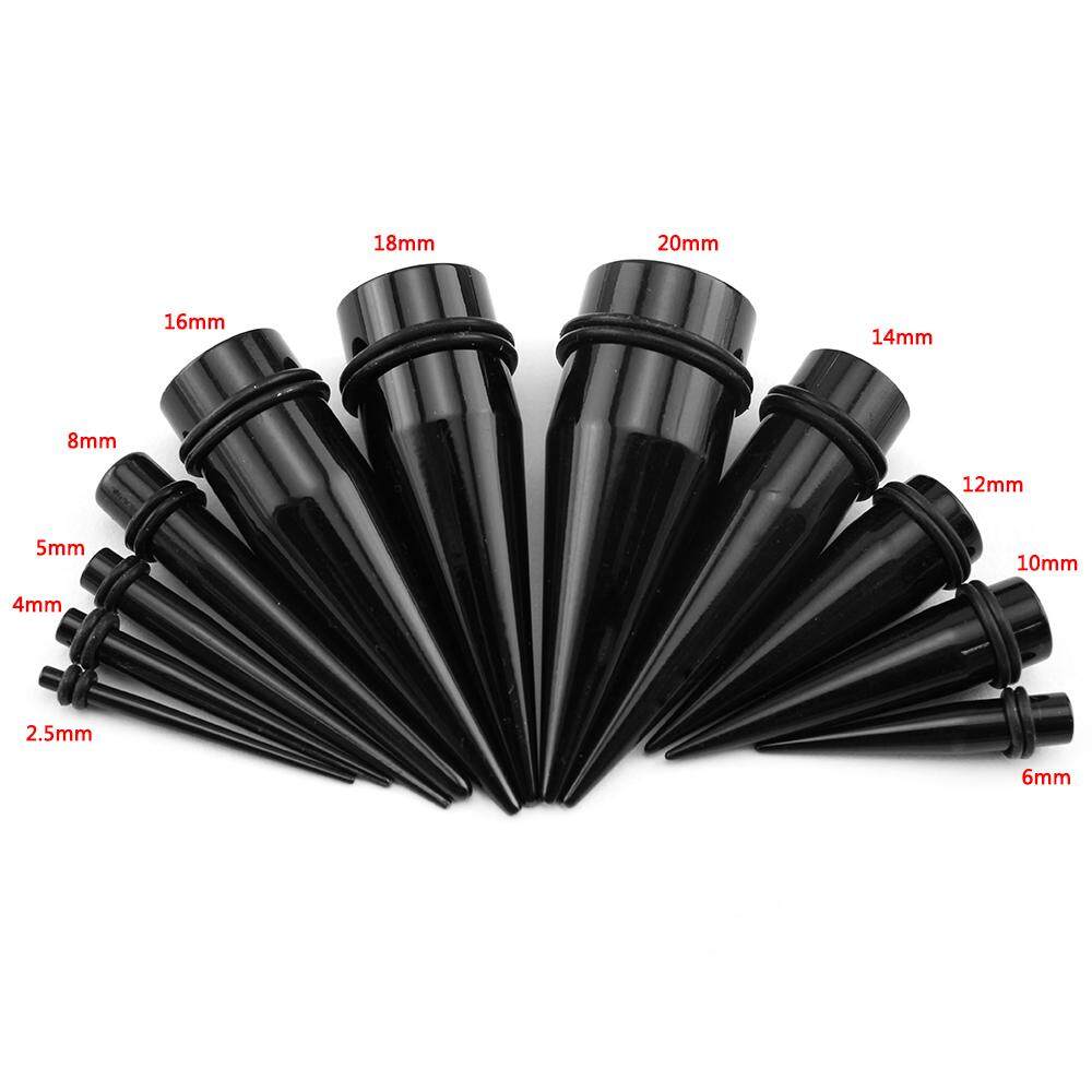1 Cặp Nút Tai Hình Nón 2.5-20MM Bộ Khuyên Nong Tai Bằng Nhựa Acrylic Màu Đen Với Vòng Đeo Tai Punk Kiểu Đeo Tai Xỏ Lỗ Đồ Căng Lỗ Tai Khuyên Xỏ Trụ Phụ Nữ Đàn Ông Đồ Trang Sức Khuyên Xỏ