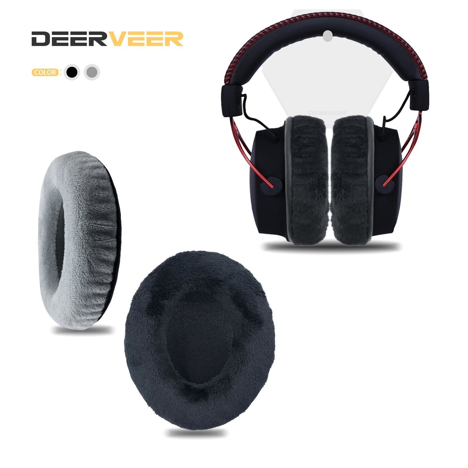 DEERVEER Replacement Earpad For HyperX Cloud Silver,II, Alpha,Alpha PRO,Alpha S Headphones Thicken Memory Foam Cushions Headband