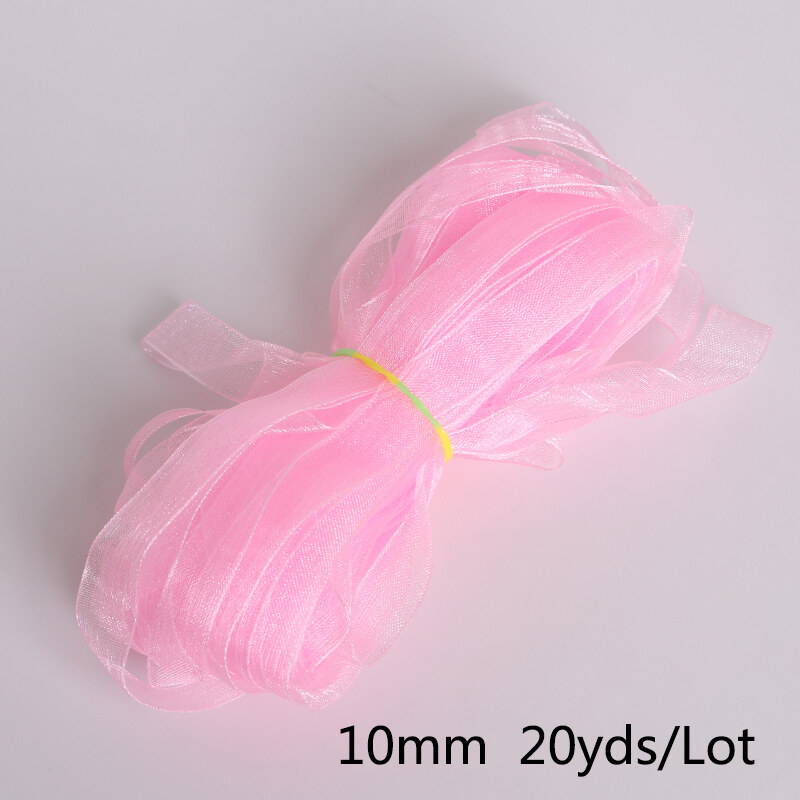 20yds 10mm Organza Ribbons For Wedding Party Decoration Gift Wrapping Ribbons Cake Flower Packing