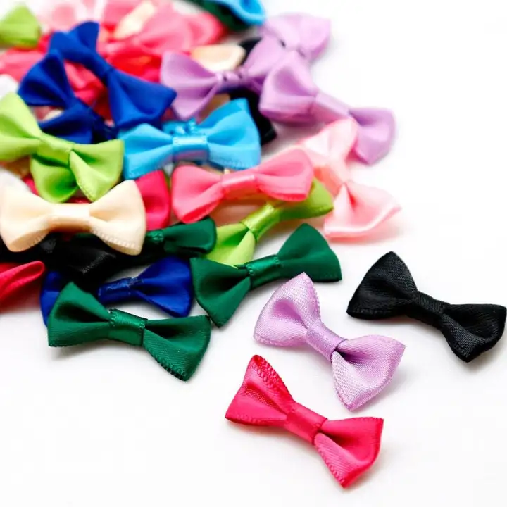 100pcs 3x1 5cm Mini Satin Ribbon Bowknot Hair Clips Gift Bows