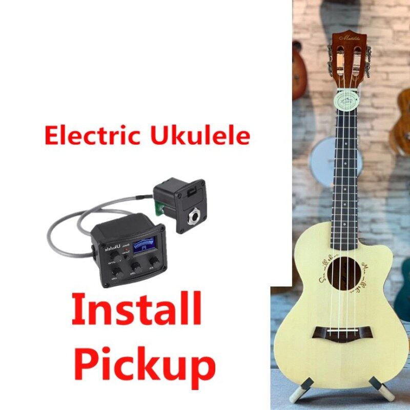 Ukulele 26 Inches All Mahogany Spruce Mini Electri Tenor Acoustic Guitars 4 Strings Ukelele Pickup Travel Guitar Included Bag Malaysia