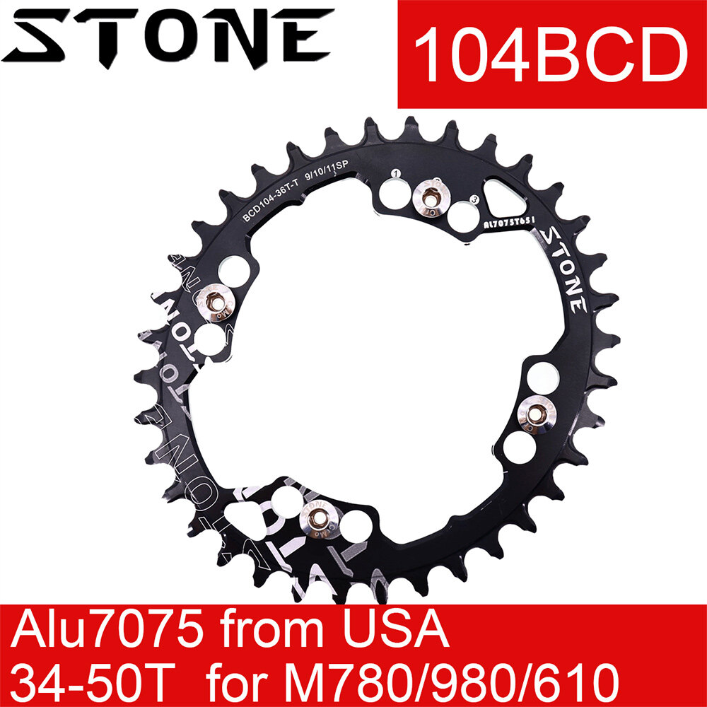 Stone Chainring Oval 104BCD for Shimano M430 M780 M610 M670 M980 32t 34 36 38T 40T 44 46T 48 50T Bike ChainWheel 104 Bcd 9-12 Speed 1X Speed