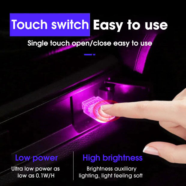 Portable USB LED Atmosphere Light Finger Touch Sensor Car Interior Light Colorful Auto PC Computer Decorative Night Light