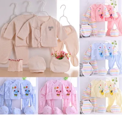 7pcs set Newborn Baby Girl Boy Cloth Romper Baju Bayi Baby Gift Set Unisex Baju Tidur Newborn Sleepsuit Sleepwear Baby