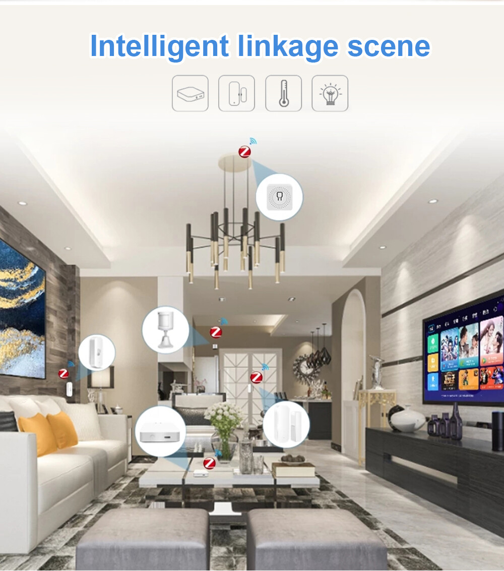 Jiuch Tuya WiFi / ZigBee Door Sensor Smart Home Security Window Detector Wireless Automatic Sliding Door Magnetic Contact Sensor Smart Home Wireless Door Detectors Open/Close APP Remote Alarm For Alexa Google Home