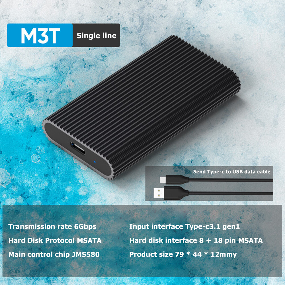 USB 3.1 Đến MSATA SSD Box Bộ Chuyển Đổi Hợp Kim Nhôm Type-C Bao Vây Bên Ngoài Ổ Đĩa Thể Rắn