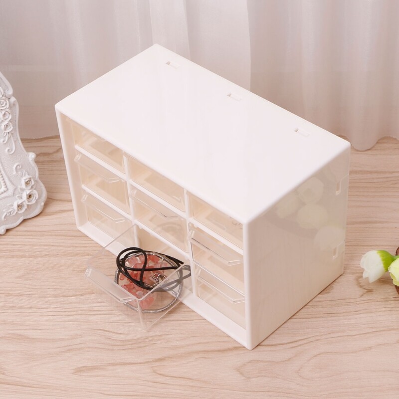 Tủ Đựng Đồ Bằng Nhựa 9 Ngăn Kéo Hộp Đựng Đồ Trang Điểm Để Bàn, Đồ Trang Sức Tổ Chức