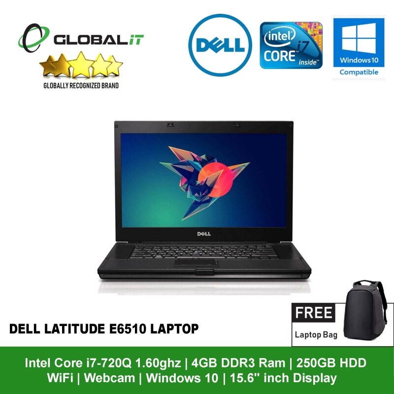 (Refurbished Notebook) Dell Latitude E6510 Laptop / 15.6 inch LCD / Intel Core i7-720Q / 4GB Ram / 250GB HDD / WiFi / Windows 10 Malaysia