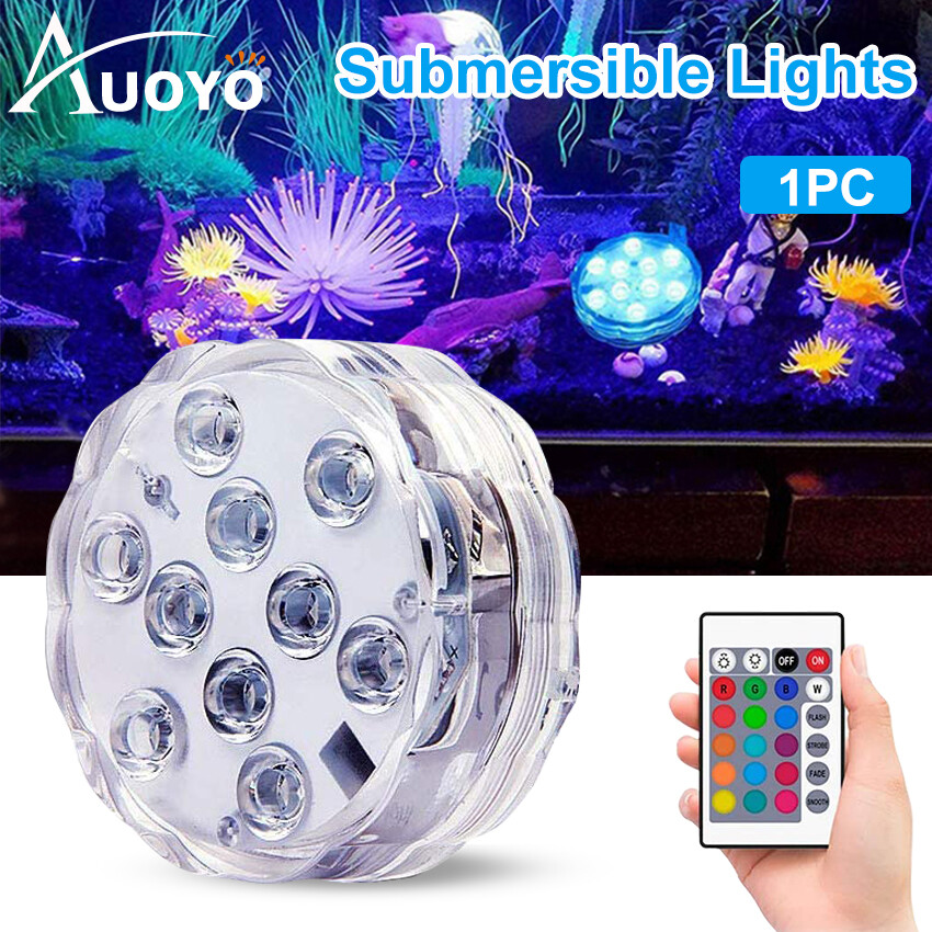 Auoyo under water led light submersible pool lighting waterproof fish pool fountain fish pond decoration Light underwater light swimming pool light Remote Control 16 Colors