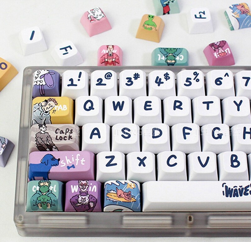 【Keycap chỉ】 Keycap sóng 123 phím xda hồ sơ PBT thăng hoa Keycaps cho bàn phím cơ tùy chỉnh keychron/RK61/gk61/Anne Pro 2