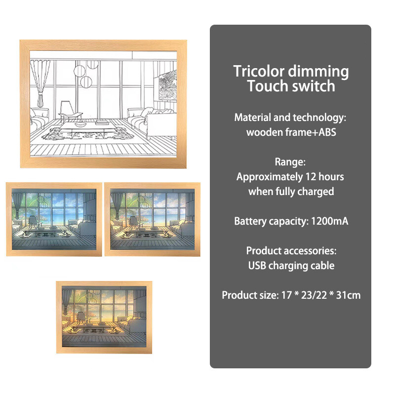 Sunlight painting light painting night light led ornaments decorative mural lamp living room bedroom touch light and shadow photo frame painting light