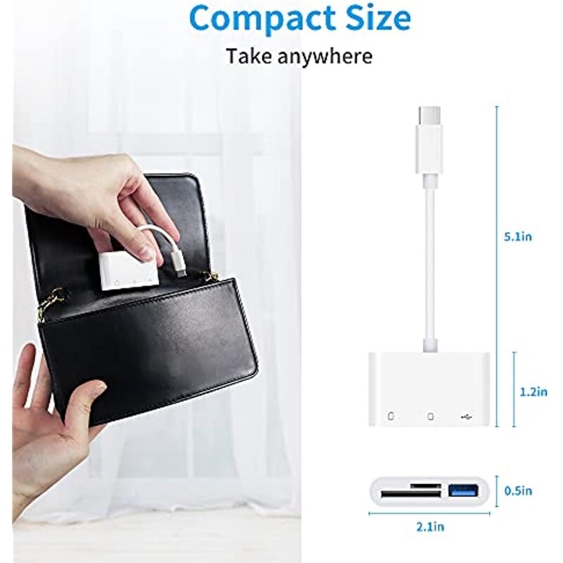 CNAGAIN USB C SD Đầu Đọc Thẻ, Type C Micro SD Đầu Đọc Thẻ TF Đầu Đọc Thẻ, 3 Trong 1 USB C Sang USB Camera Đầu Đọc Thẻ Nhớ Đầu Đọc Thẻ Cho HUAWEI Xiaomi Ipad Pro Và Hơn Thế Nữa