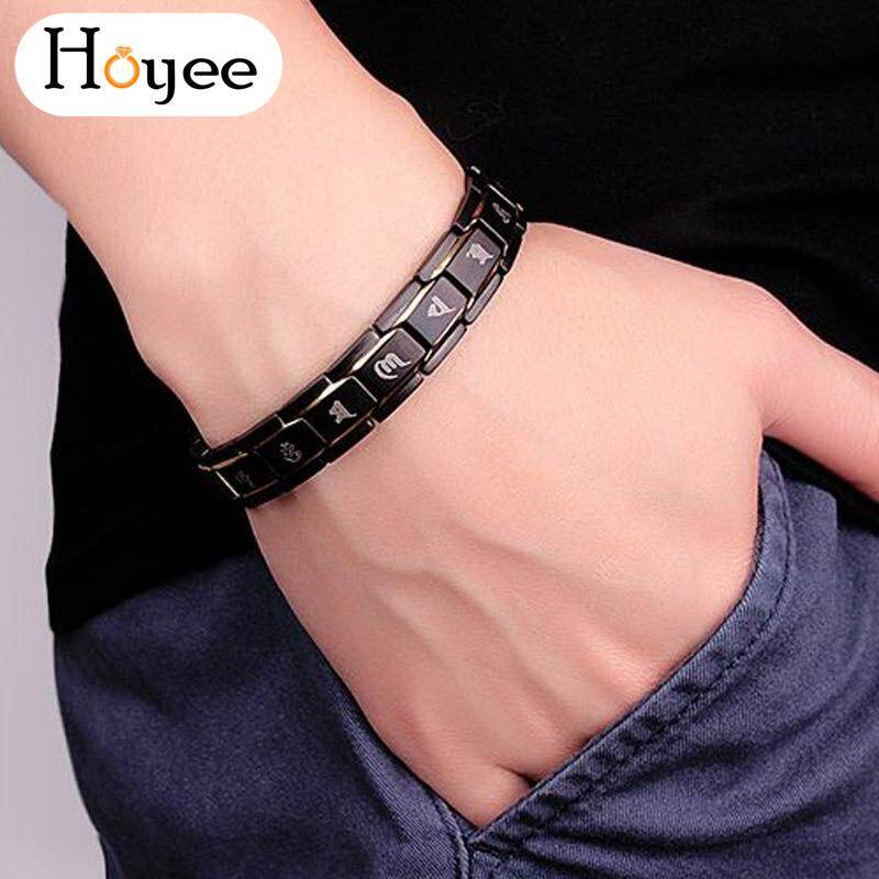 Hoyee Healthy Titanium Steel Magnetotherapy Bracelet Men Jewelry Bio Energy Magnet Bracelets Bangle