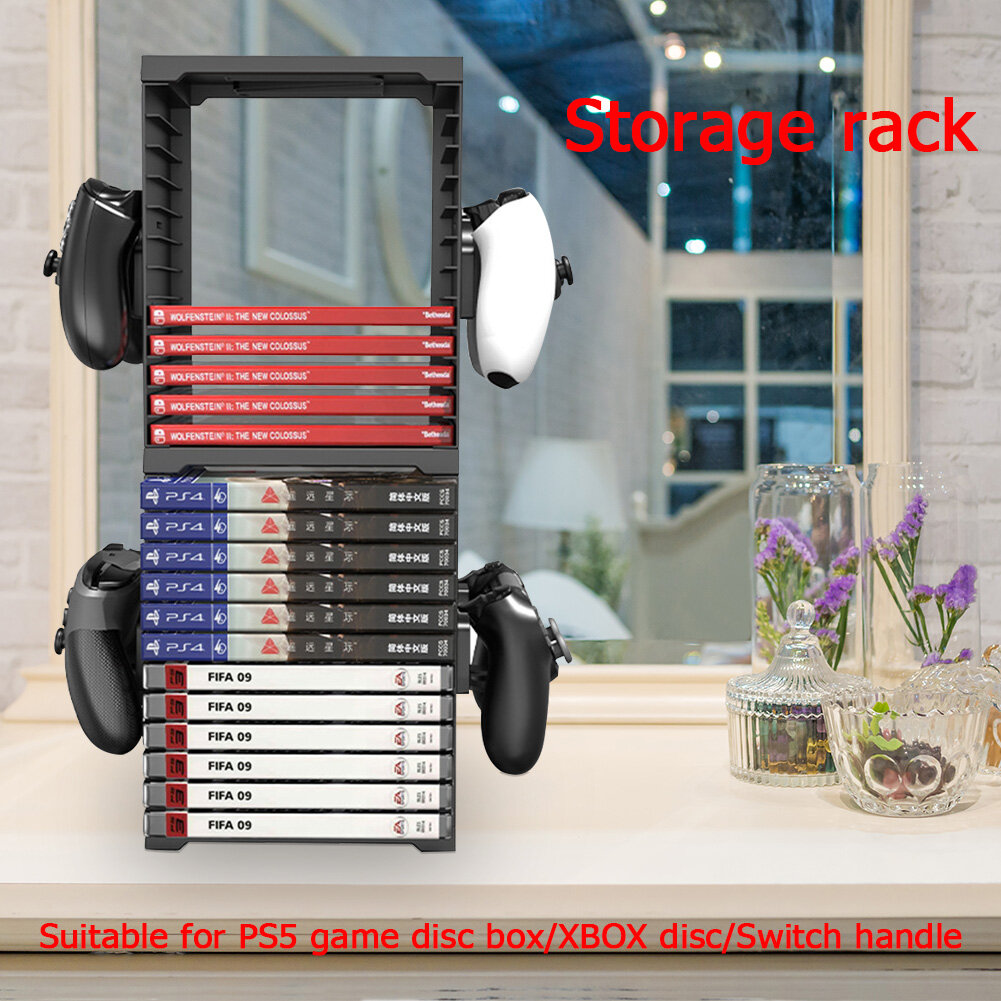 24 Games Disc Storage Tower Holder Controller Bracket for PS5/PS4/Switch