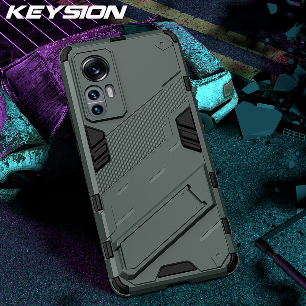 KEYSION Shockproof Armor Case for Xiaomi Mi 12 12X 12 Pro Mi 11 Lite 5G NE Stand Phone Back Cover for Redmi K40 Gaming