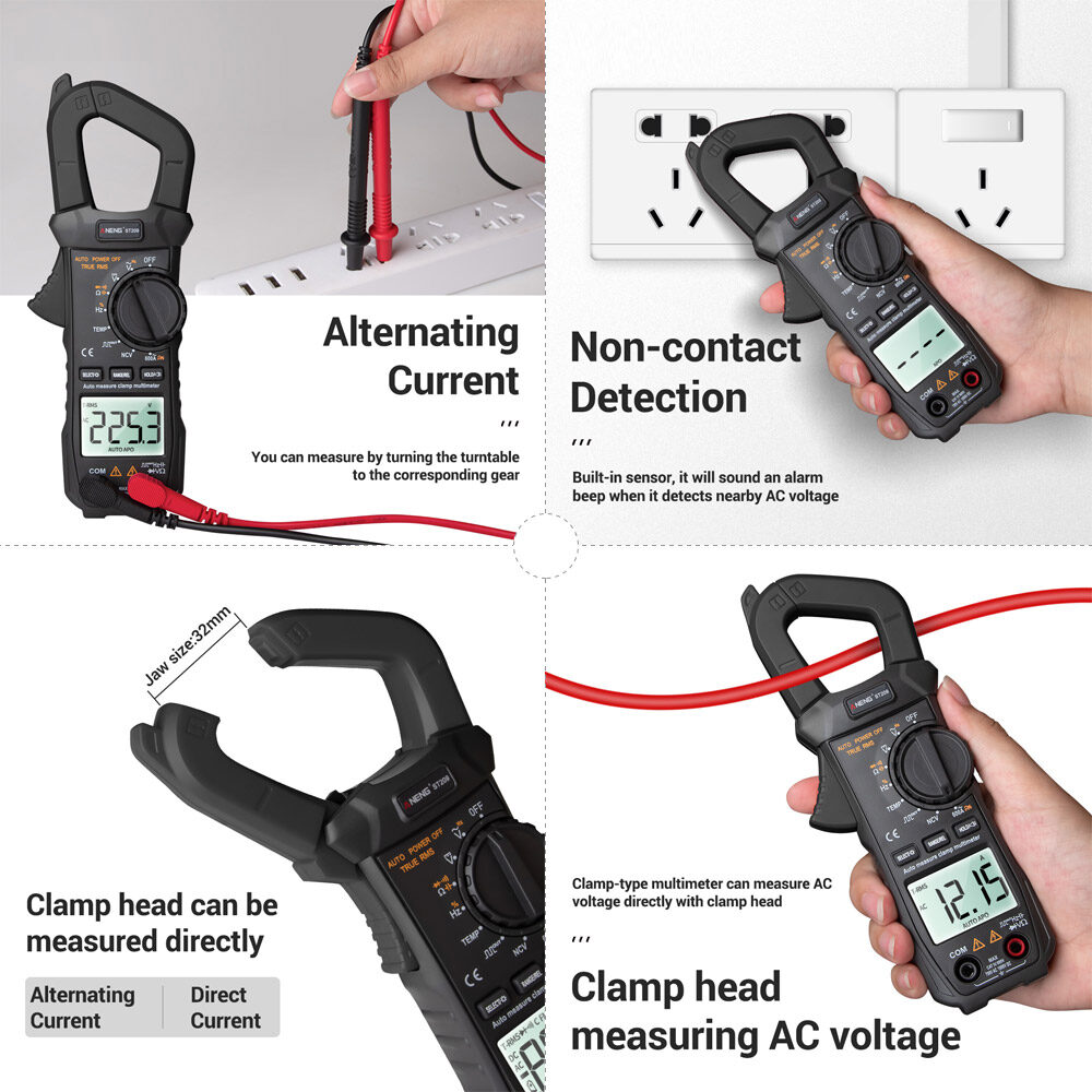 ANENG ST209 Multimeter Clamp Meter Digital 6000 Counts True RMS Amp DC/AC Current Clamp Tester Meters Voltmeter Auto Ranging LCD Display