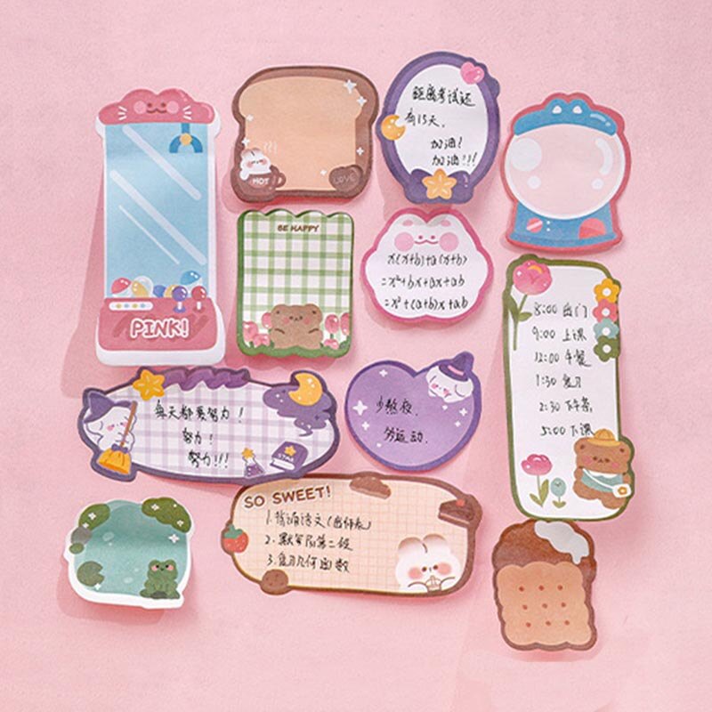 3 IN 1 Cute Animal Shape Creative Sticky Notes Creative Sticky Notes Set Student Memo Notes Cute Hand Account Note Paper