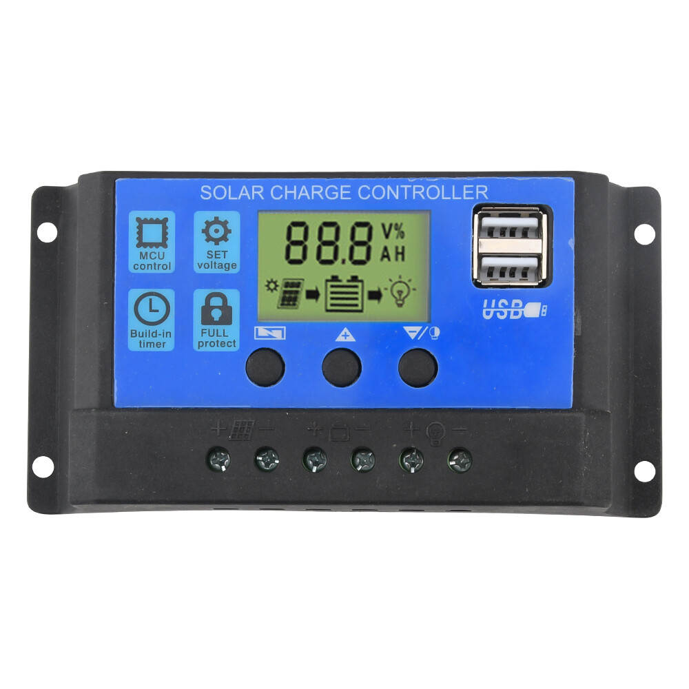 【READY】Aideepen Bộ Điều Chỉnh Sạc Pin Năng Lượng Mặt Trời 12V/24V 30A/20A/10A Bộ Điều Khiển Bảng Điều Khiển Năng Lượng Mặt Trời Màn Hình LCD Với Đầu Ra USB Kép Quản Lý Sạc PWM 3 Pha Hoàn Chỉnh