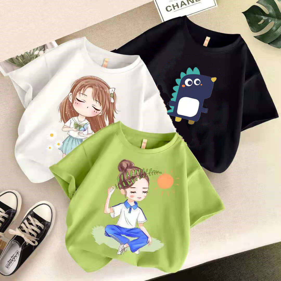 HolidayAngel Girls Short-sleeved T-shirt New Fashionable Big Boys and Girls Summer T-shirts Children's Summer Children's Clothing Tops HAE019